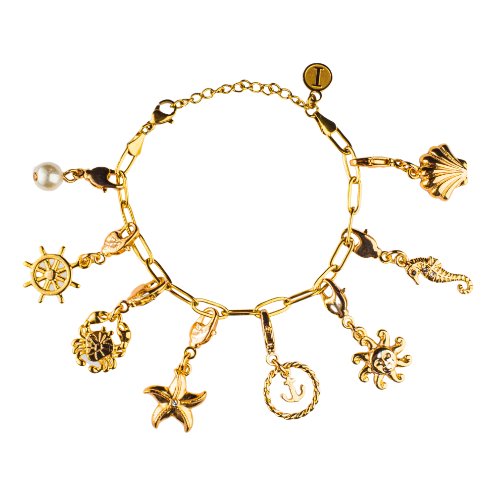 Bracelet Élégance en Or 18K avec 7 Charms Personnalisables