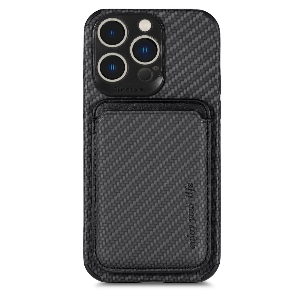 Coque Smartphone avec Portefeuille Détachable en Look Carbon - Protection Anti-Choc et Pratique