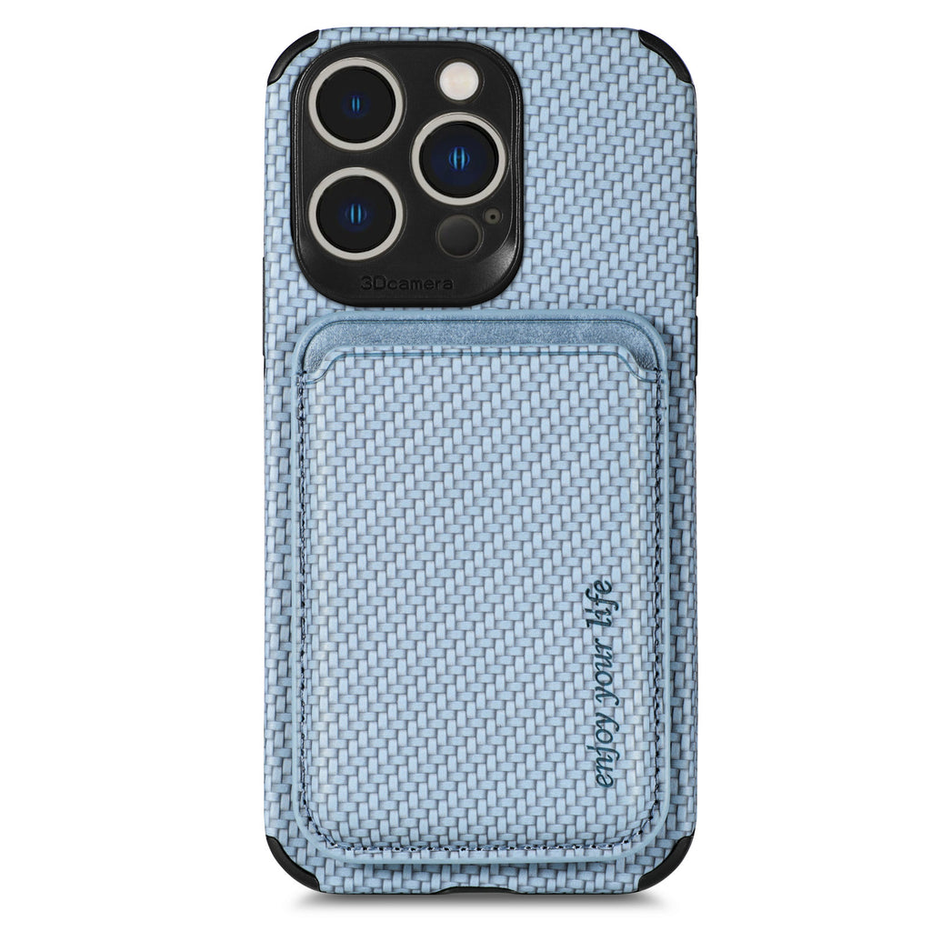 Coque Smartphone avec Portefeuille Détachable en Look Carbon - Protection Anti-Choc et Pratique